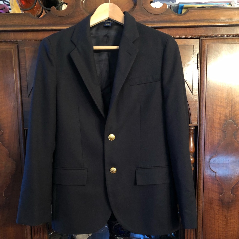 Navy Ralph Lauren Wool Blazer with brass buttons